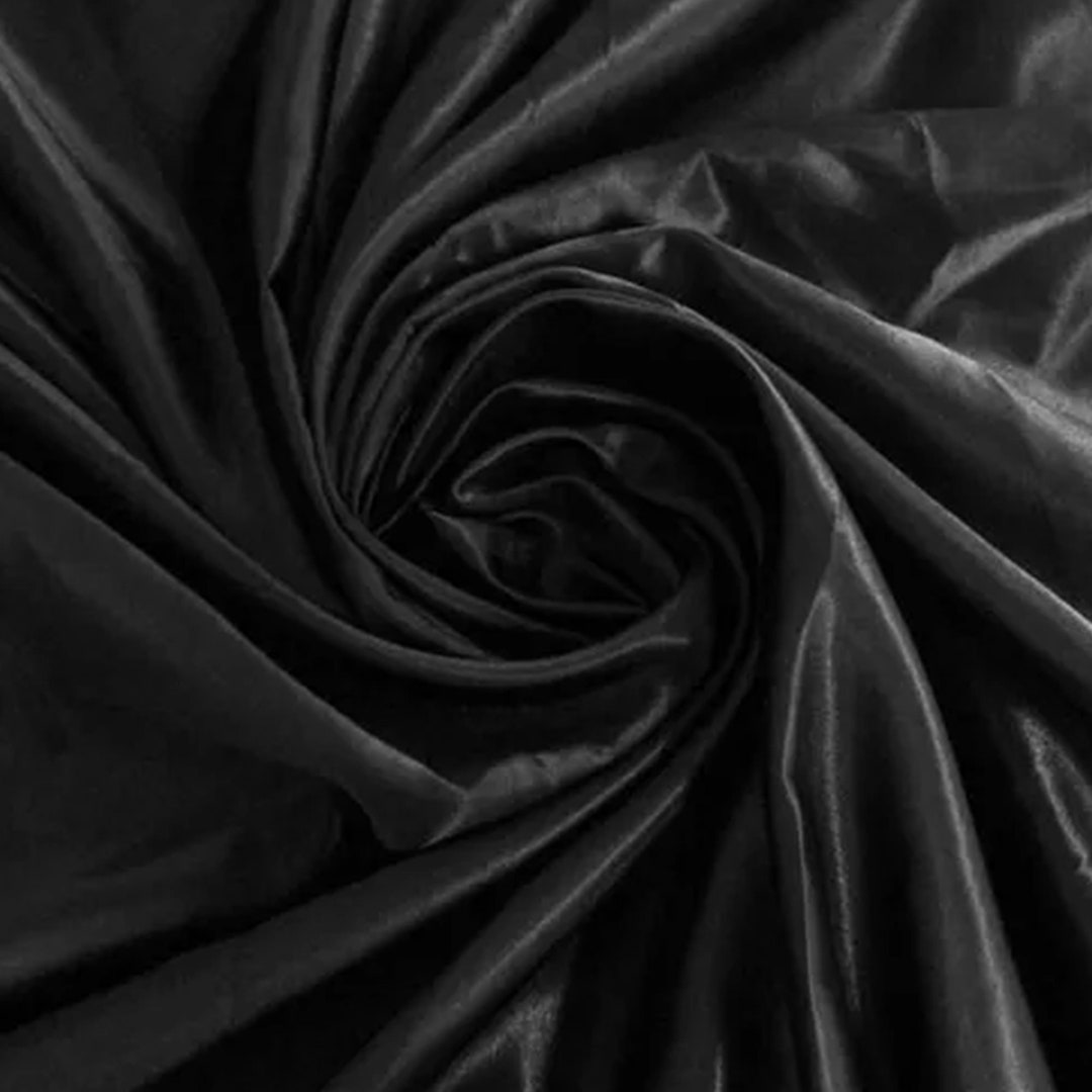 Edler Taftstoff Schwarz – Meterware, Schimmernd, 145 Cm Breit, 50% Polyester 50% Nylon