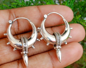 Hoop Ohrringe, klobige Ohrringe, 925 Sterling Silber Ohrringe, Helix Creolen Ohrringe, grobstrick Silber zierliche Creolen für Frauen Geschenk für sie