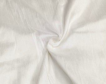 Pure White Dyeable Raw Silk Dupion, Handloom Silk Dupion Fabric, Faux Silk Fabric For The Curation, Gown & Bridal Dresses Sold By The Yard