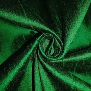 Emerald Green Handloom Raw Silk Dupion, Pure Silk Dupion Fabric, Curation Dupioni Fabric, Gown Fabric For Bridal Dresses Fabric By The Yards