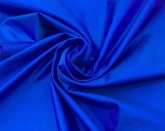 Taffetas bleu roi, taffetas de soie, taffetas uni, taffetas de polyester, tissu pour robe de mariée au mètre