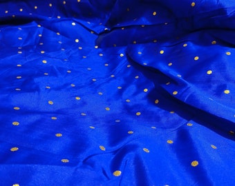 Royal Blue Printed Silk Taffeta Fabric, Taffeta Silk Fabric, Polyester Taffeta Fabric, Gown Fabric For Bridal Dresses Fabric By The Yards