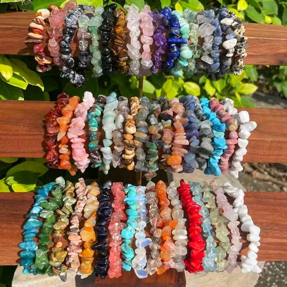Crystal Chip Beads Bracelets, Genuine Chip Bracelets, Stretchy Bracelets for Women Girls, for Her Gift, Healing Crystal