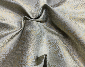 Brocade Fabric By The Yards, Indian Brocade Fabric, Silver And Gold Brocade Fabric, Wedding Bridal Dress Brocade Fabric By The Yard/Meter