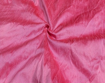 Hot Pink Raw Silk Dupioni Fabric, Handloom Dupioni Silk Fabric, Faux Dupioni Silk Fabric, Gown Fabric For Bridal Dresses Fabric By The Yard