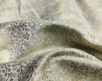 Brocade Fabric By The Yards, Indian Brocade Fabric, White And Gold Brocade Fabric, Wedding Bridal Dress Brocade Fabric By The Yard