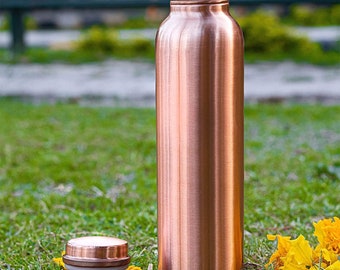 100% Pure Copper Water Bottle, Handmade Copper Bottle, Free Leak Proof Bottle Ayurveda Benefits Bottle, Gym Bottle, Birthday Gift For him