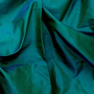 Indian Silk Taffeta Fabric, Rich Green Teal Taffeta Fabric, Peacock Green Taffeta Fabric, WHOLESALE Silk Fabric For Bridal Dress By The Yard