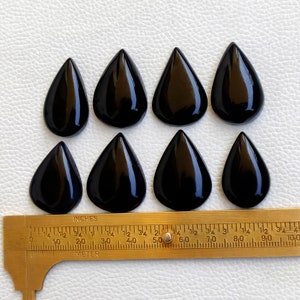 Black Onyx Teardrop Stone, Pear Shaped Crystal lot, Wholesale Black Onyx Pendants Gemstone, Natural Onyx Cabochons, For Jewelry Making Stone