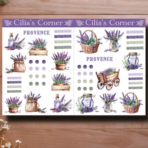 Lot de stickers Provence – Lavande, paniers & ambiance champêtre pour journaling, scrapbooking et déco