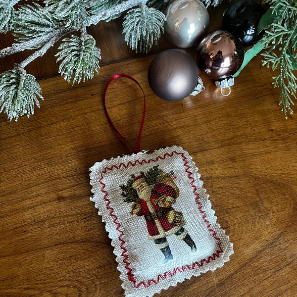 Déco suspension avec Père Noël vintage, pour le sapin, fait à la main, tissu