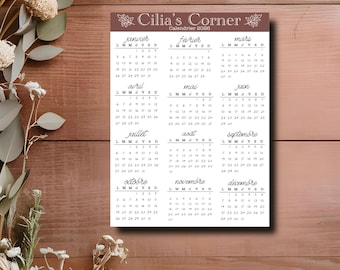 2026 Calendar Stickers - Full Sheet - Organizer, Bullet Journal, DIY & Scrapbooking