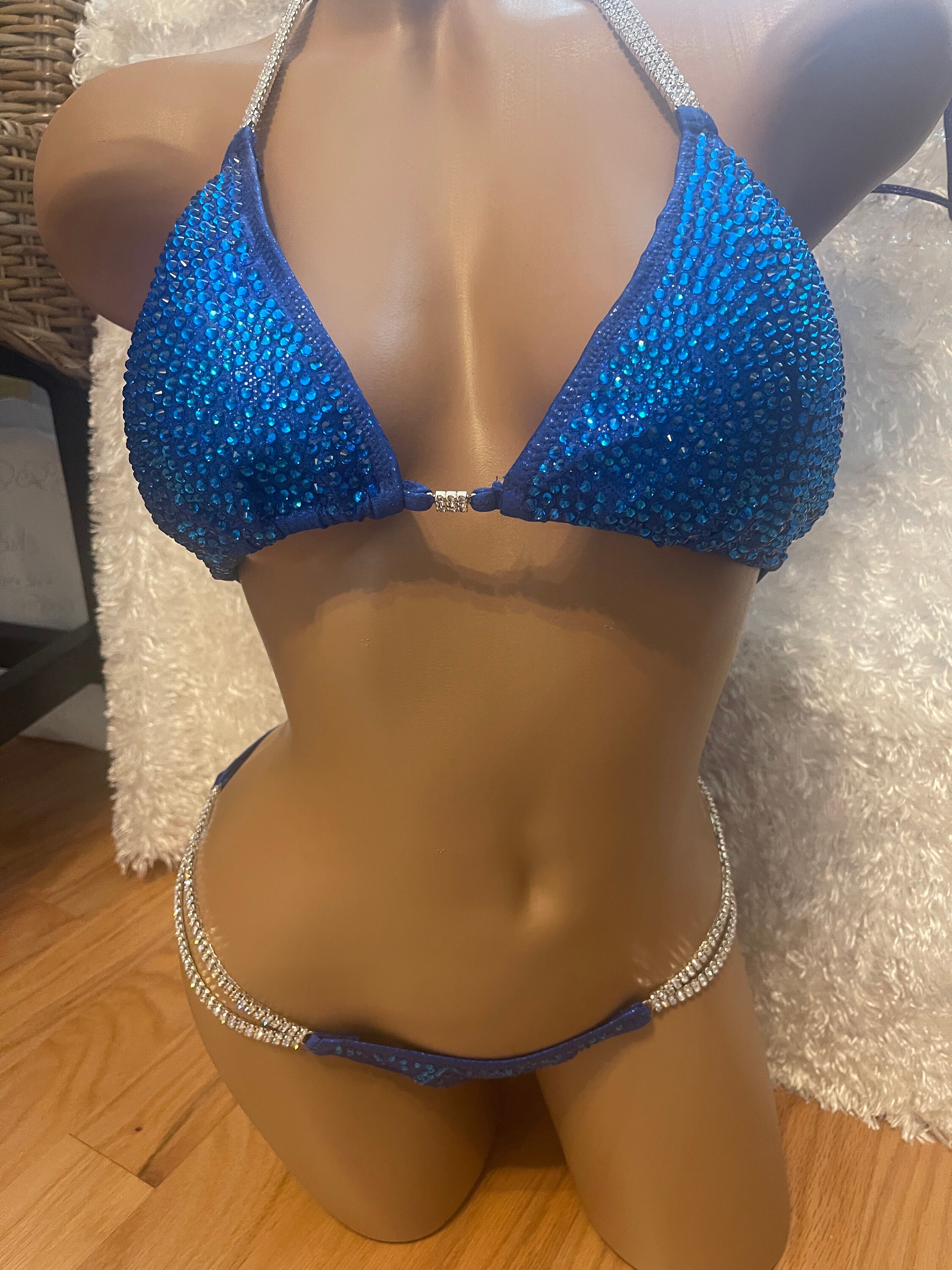 Custom Made Royal Blue Competition Bikini Posing Suit Custom Made