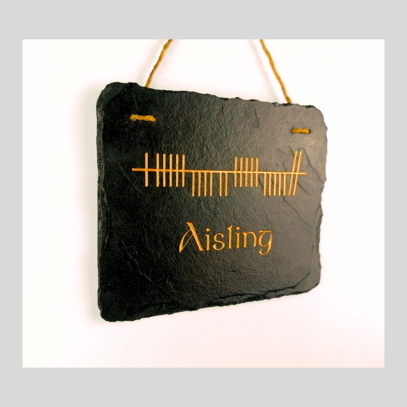 Ogham Irish Plaque Wall Hanging Éire Ireland Home Rustic Natural Slate