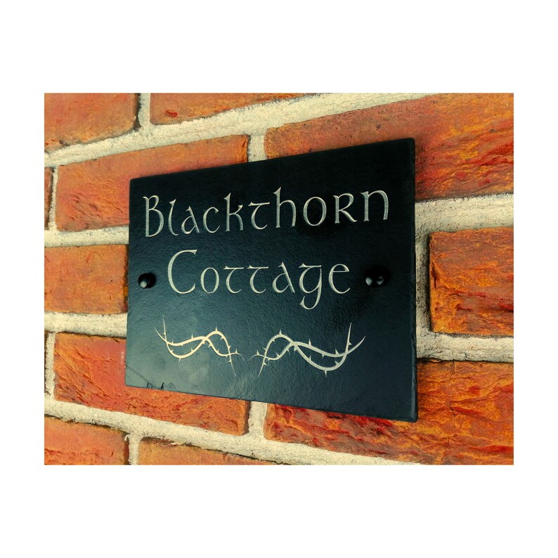Rustic Natural Slate House Sign Plaque Door Number Street Name ...