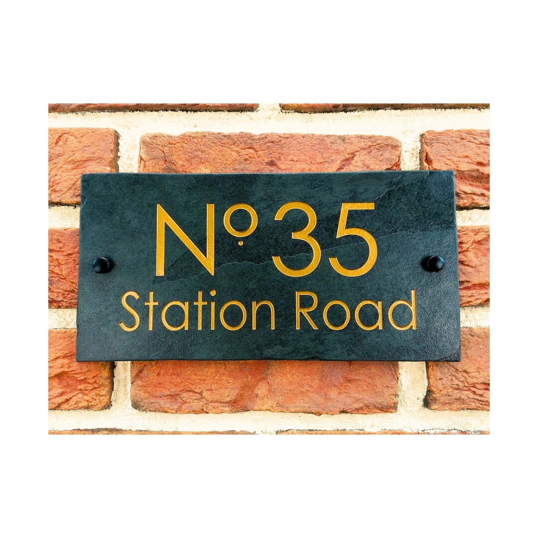Rustic Handmade Deep Engraved Natural Slate House Sign Plaque Door ...
