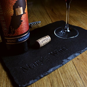 Personalised Custom Handmade Rustic Luxury Natural Slate Engraved Drinks Board Wine Gin Rum Whiskey Scotch Bourbon Tequila Beer Cider Stout