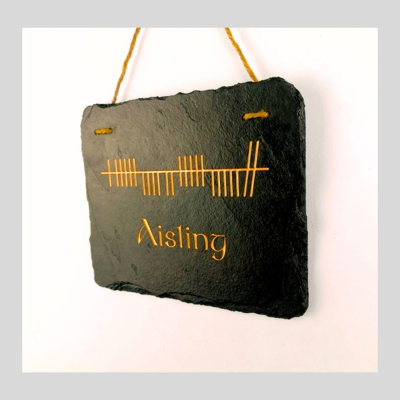 Ogham Irish Plaque Wall Hanging Éire Ireland Home Rustic Natural Slate