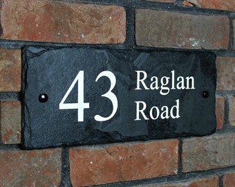 Rustic Natural Slate House Sign Plaque Door Number Street Name Farmhouse Active