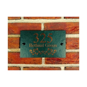 Rustic Natural Slate House Sign Plaque Door Number Street Name Farmhouse Home Decor Welcome Display Cottage Cabin Scenic Old Fashioned Irish