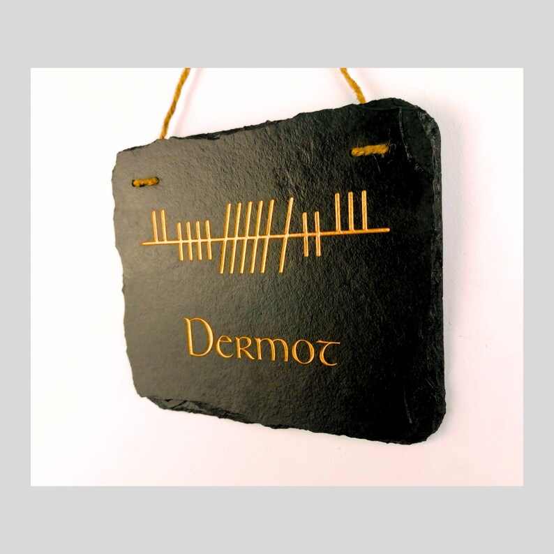 Ogham Irish Plaque Wall Hanging Éire Ireland Home Rustic Natural Slate