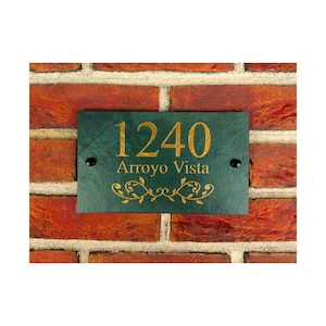 Rustic Natural Slate House Sign Plaque Door Number Street Name Farmhouse Home Decor Welcome Display Cottage Cabin Scenic Old Fashioned Irish
