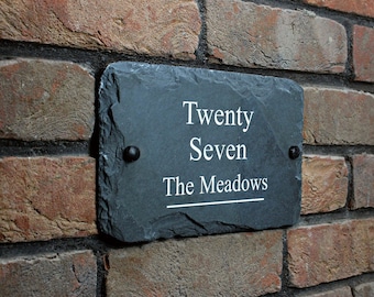 Rustic Natural Slate House Sign Plaque Door Number Street Name Farmhouse