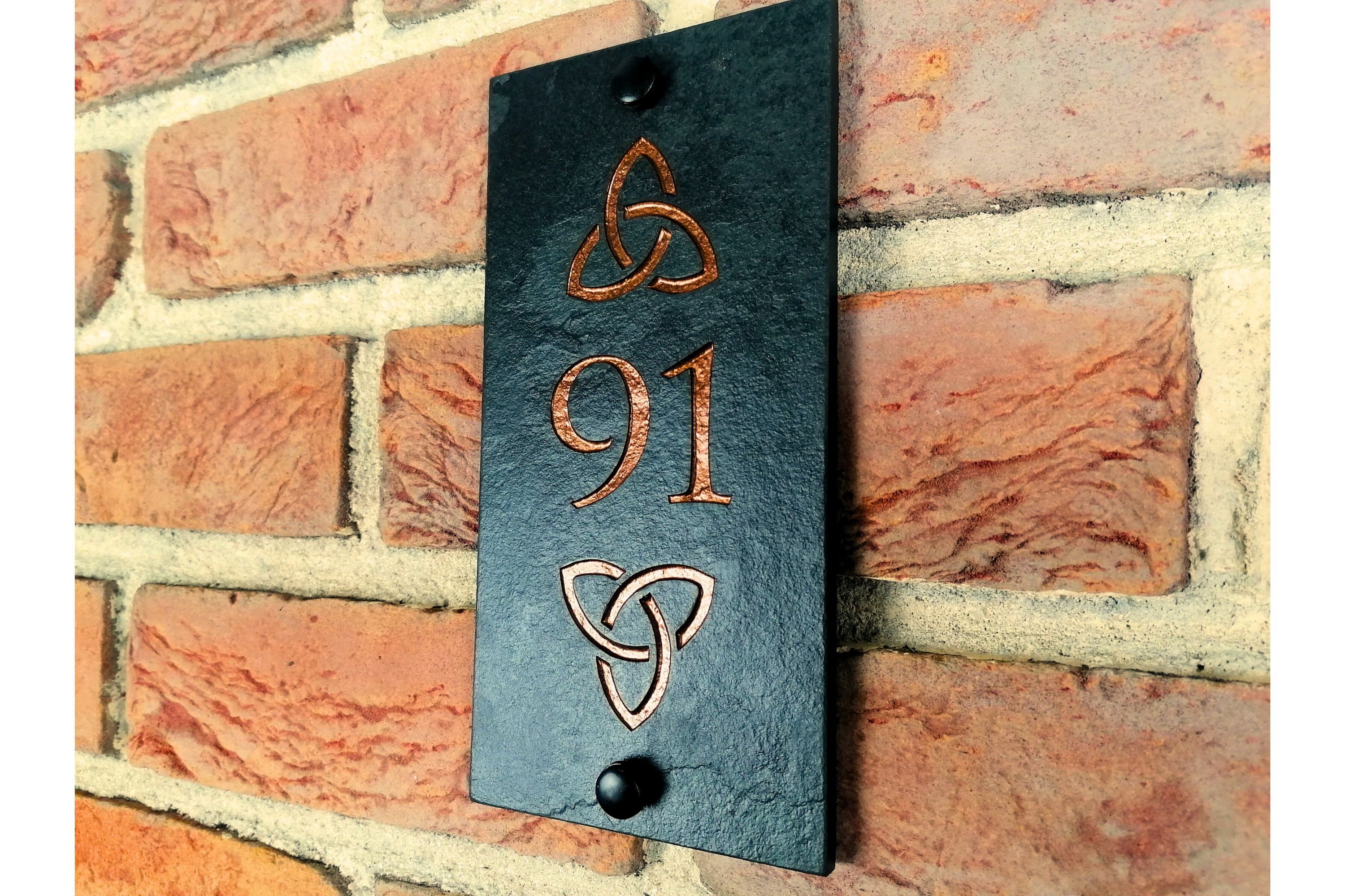 Modern Natural Stone Slate House Sign – Personalised Door Number Plaque, UK Made