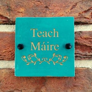 Engraved Blue Ceramic Wall Tile Address Sign Irish Handmade Square Door Number House Name Rustic Custom Personalised Postcode Mailbox Irish