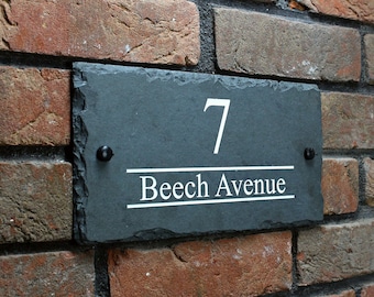 Rustic Natural Slate House Sign Plaque Door Number Street Name Farmhouse