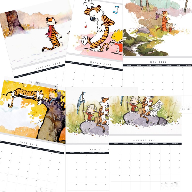 2022 Calvin and Hobbes 12 Month Wall Calendar Etsy