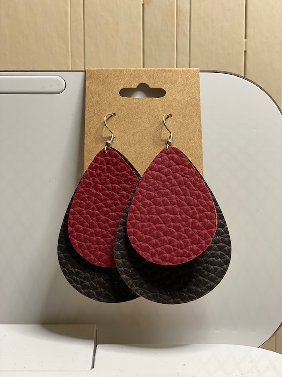 Faux leather earrings etsy sale