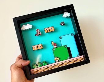 Super Mario 3 Model 3D legendarnej gry Diobox Diorama Shadowbox Najlepszy pomysł na prezent 2024 Dekoracje ścienne