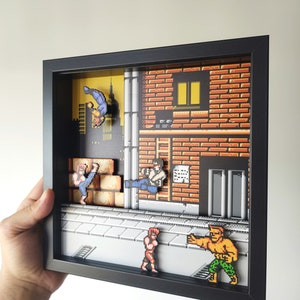 Double Dragon NES 3D Shadowbox Diorama - Retro Gaming Wall Art - Unique 2024 Gift for Gamers - Legendary Decor