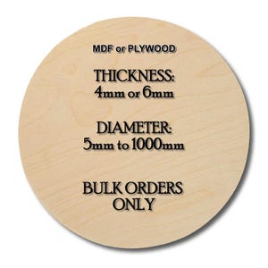 Houten cirkelvormige platen, diameter 5–950 mm — 4–6 mm berkenmultiplex of MDF — laser-/CNC-benodigdheden — gratis verzending in de EU