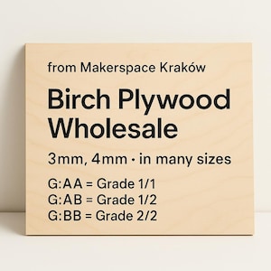 Birch plywood | Sheets | Wholesale | 3mm | 4mm | Many sizes | Bulk orders only | A5, A4, A3, 20x30, 30x40, 30x50 | More sizes in options
