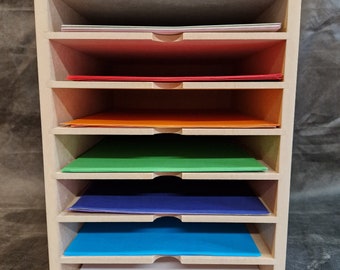 A4 Paper Card Storage Filing Cabinet MDF Wood Wooden Strong 6 Shelves