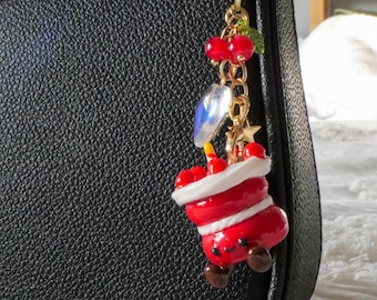 Jellycat Inspired Red Cake Charm Keychain