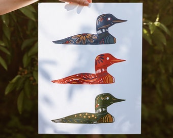 Loon Art- Cabin Art - Cabin Decor - Minnesota - Maine - North - Up North - Loon Print - Lakeside - Lake