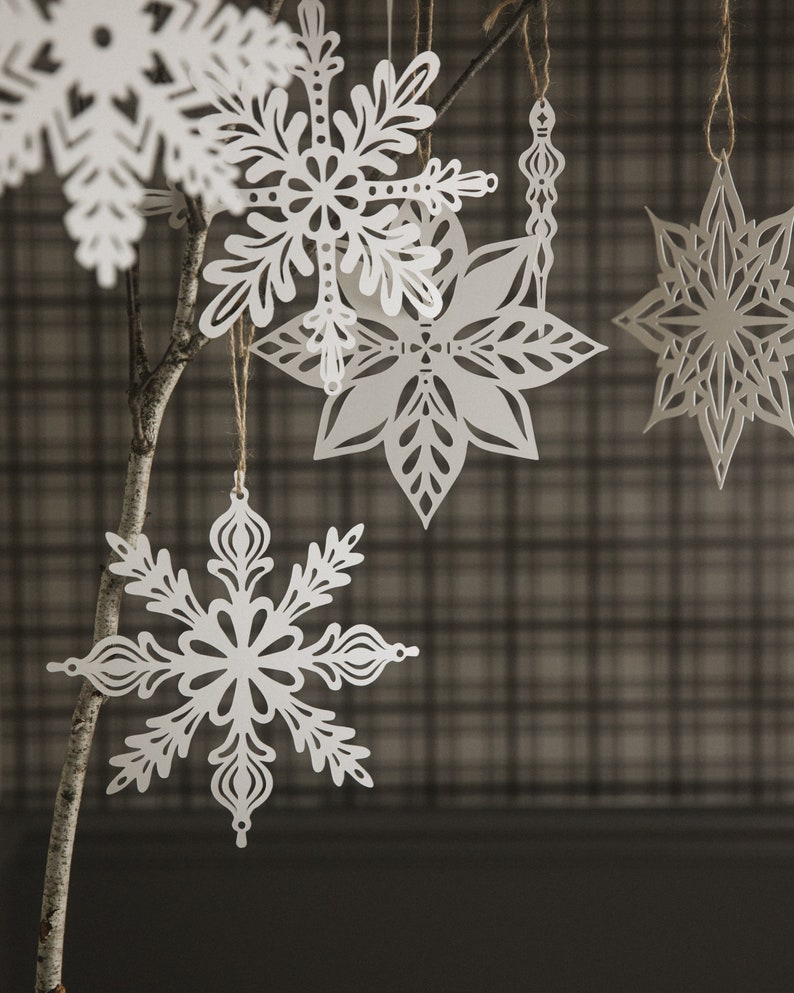 Paper Snowflakes set of 5 Holiday Decor image 8