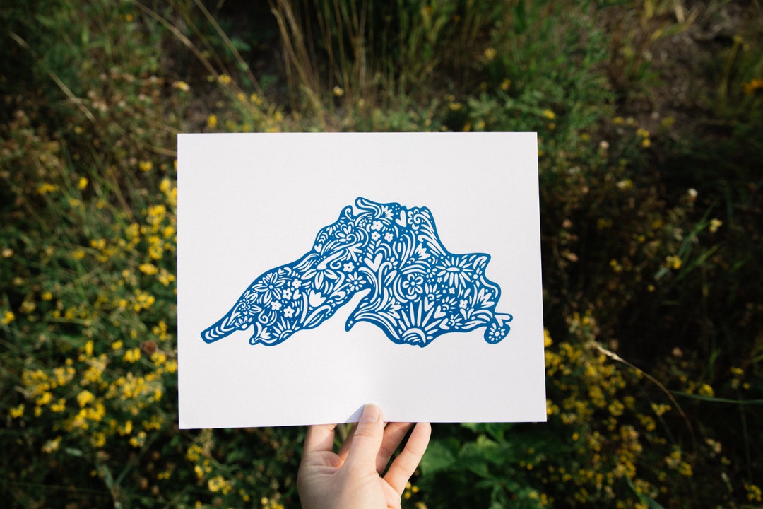 Great Lakes Art Big Lake Wall Art Midwest Art Midwest Love Cabin Art