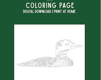 Loon Coloring Page: Hand-Drawn Nordic Design (PDF Letter Size)