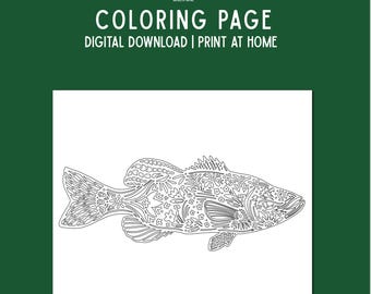 Nordic Fish Coloring Page: Hand-Drawn Nature Theme (PDF Letter Size)