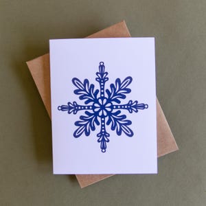 Tarjeta de felicitación en blanco con copos de nieve - Tarjeta - Regalo - Diseño nórdico - Tarjeta navideña - Tarjeta de invierno