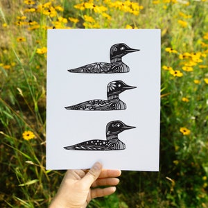 Loon Art- Cabin Art - Cabin Decor - Minnesota - Maine - North - Up North - Loon Print - Lakeside - Lake