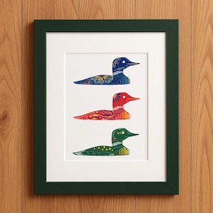 Nordic Loon Art Print: Hand-Drawn Cabin Decor Nature Wall Art