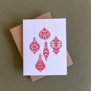 Tarjeta de felicitación en blanco con adornos - Tarjeta - Regalo - Diseño nórdico - Tarjeta festiva - Tarjeta de invierno