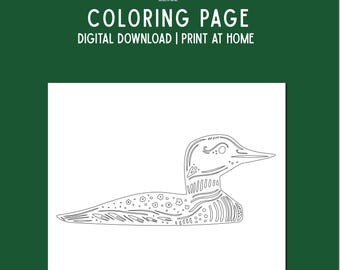 Loon Coloring Page: Nordic Nature Theme (PDF Digital Download)