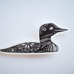 Black and White Common Loon Sticker: Waterproof Bumper Sticker - Minnesota, Maine