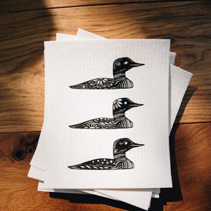 Pano de prato sueco nórdico Loon comum - Toalha de prato sueca - Ecologicamente correto - Toalha de papel reutilizável